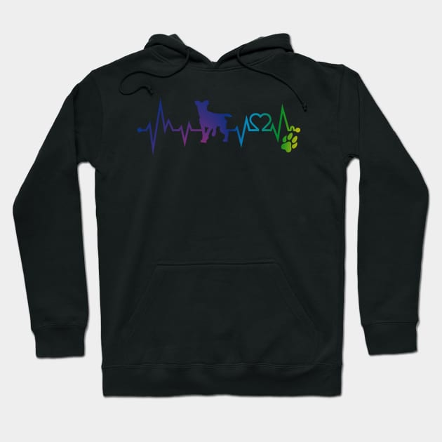 Mutt Colorful Heartbeat, Heart & Dog Paw Hoodie by kimoufaster